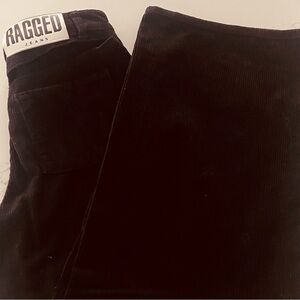 Ragged Jeans Black Corduroy Jeans With Cutouts ,Wide Leg size S- 26 waist.